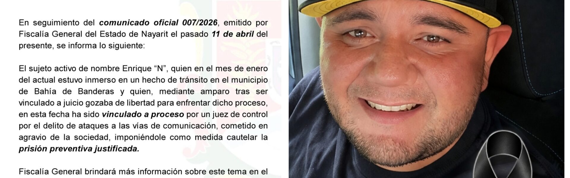 Dictan prisión preventiva a Tránsito de Bahía que mató a una persona en accidente