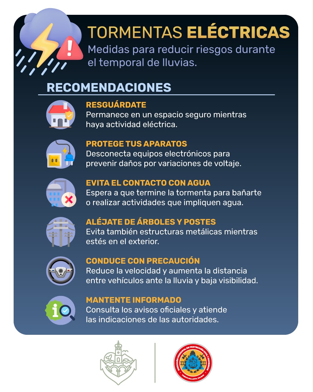Recomiendan tomar precauciones ante tormentas eléctricas en Puerto Vallarta Recomiendan tomar precauciones ante tormentas eléctricas en Puerto Vallarta